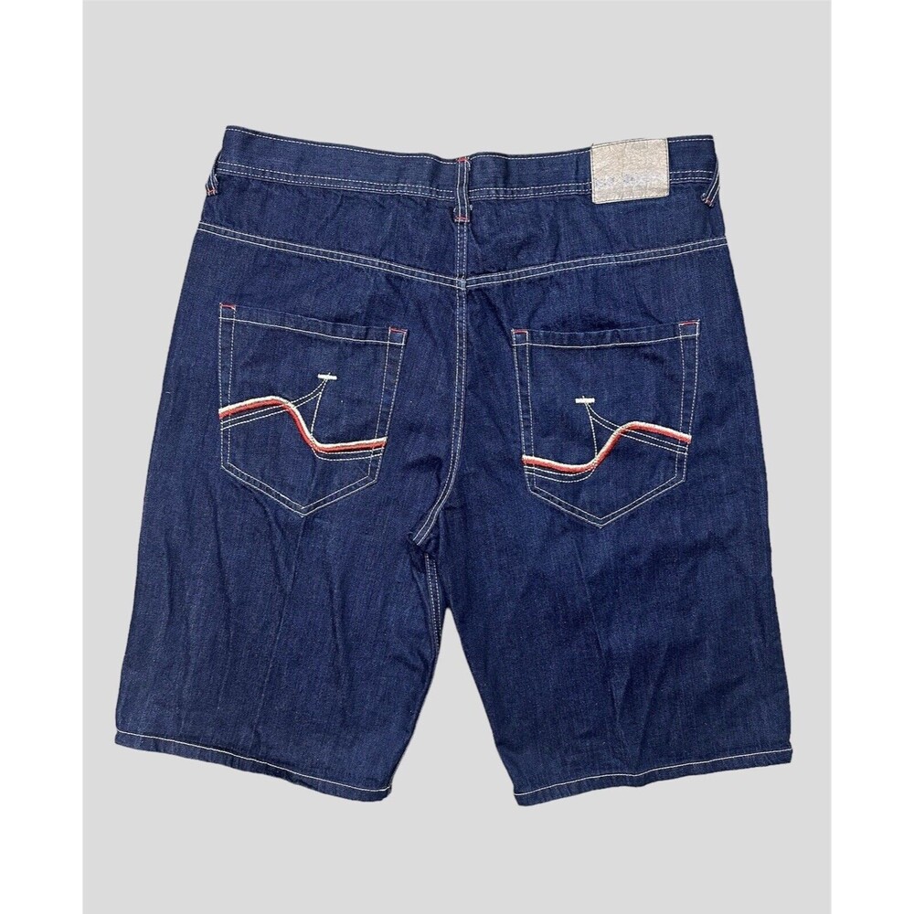 VTG Y2K Enyce Jeans Shorts Mens Size 40 Embroidered Blue Baggy Denim Streetwear